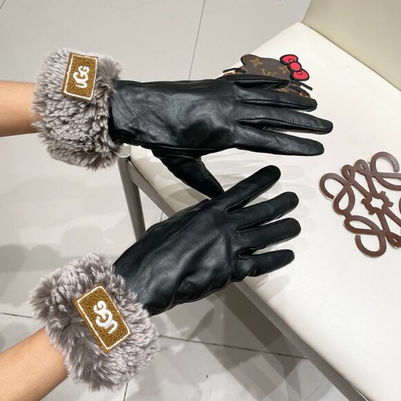 UGG Genuine Sherling Trim Leather Gloves - Picture 7 of 8